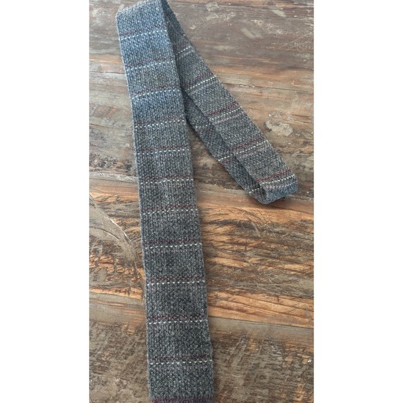 615 Collection Other - Vintage 615 Collection Knit Sick Neck Tie Wool/Mobair  Gray
